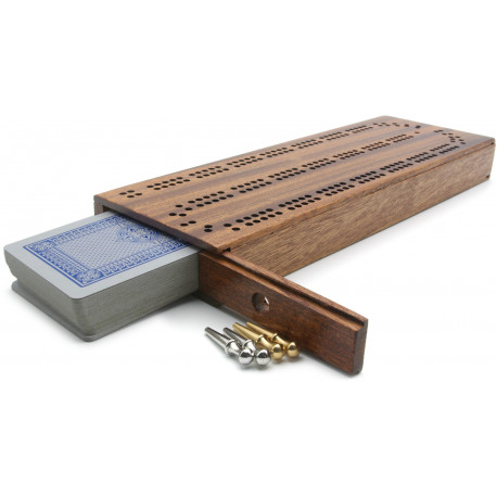 Mahogany continuous Cribbage box with cards