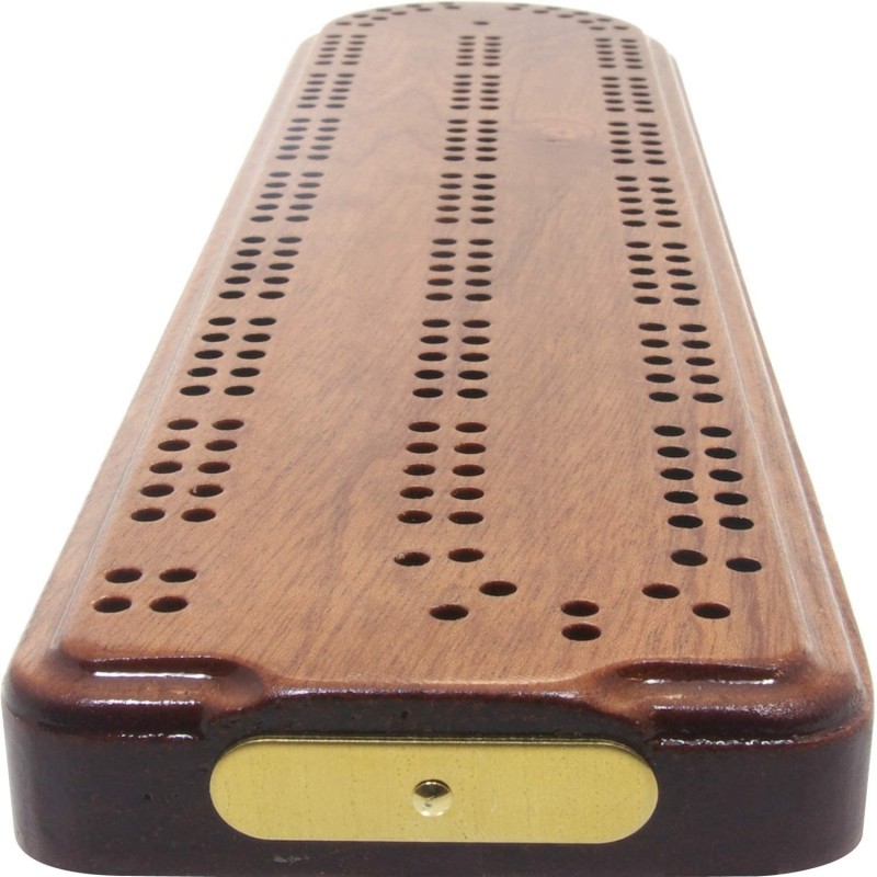 Shaped Mahogany British Cribbage Board 30cm (12") brimtoy