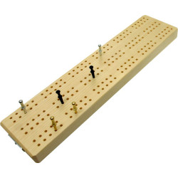 3 track hardwood British cribbage board - 30cm (12")